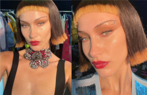 Bella Hadid with Baby bangs - a classic 90s haircut trend