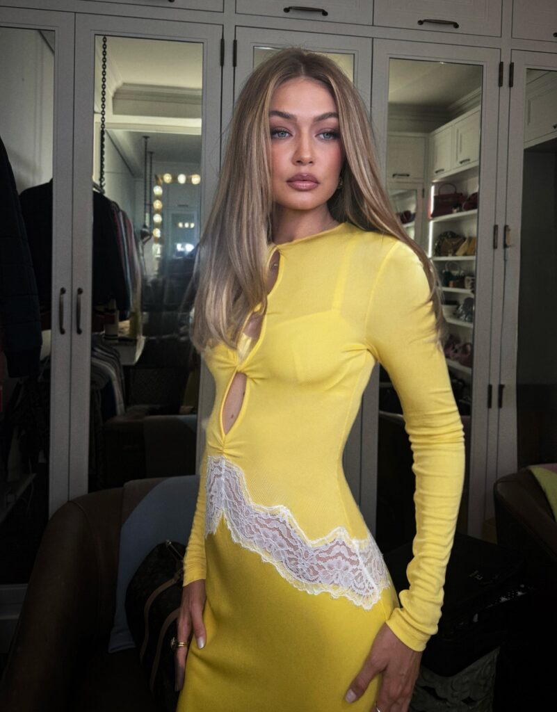 Photo of Gigi Hadid shared by her hairstylist Dimitris Giannetos
