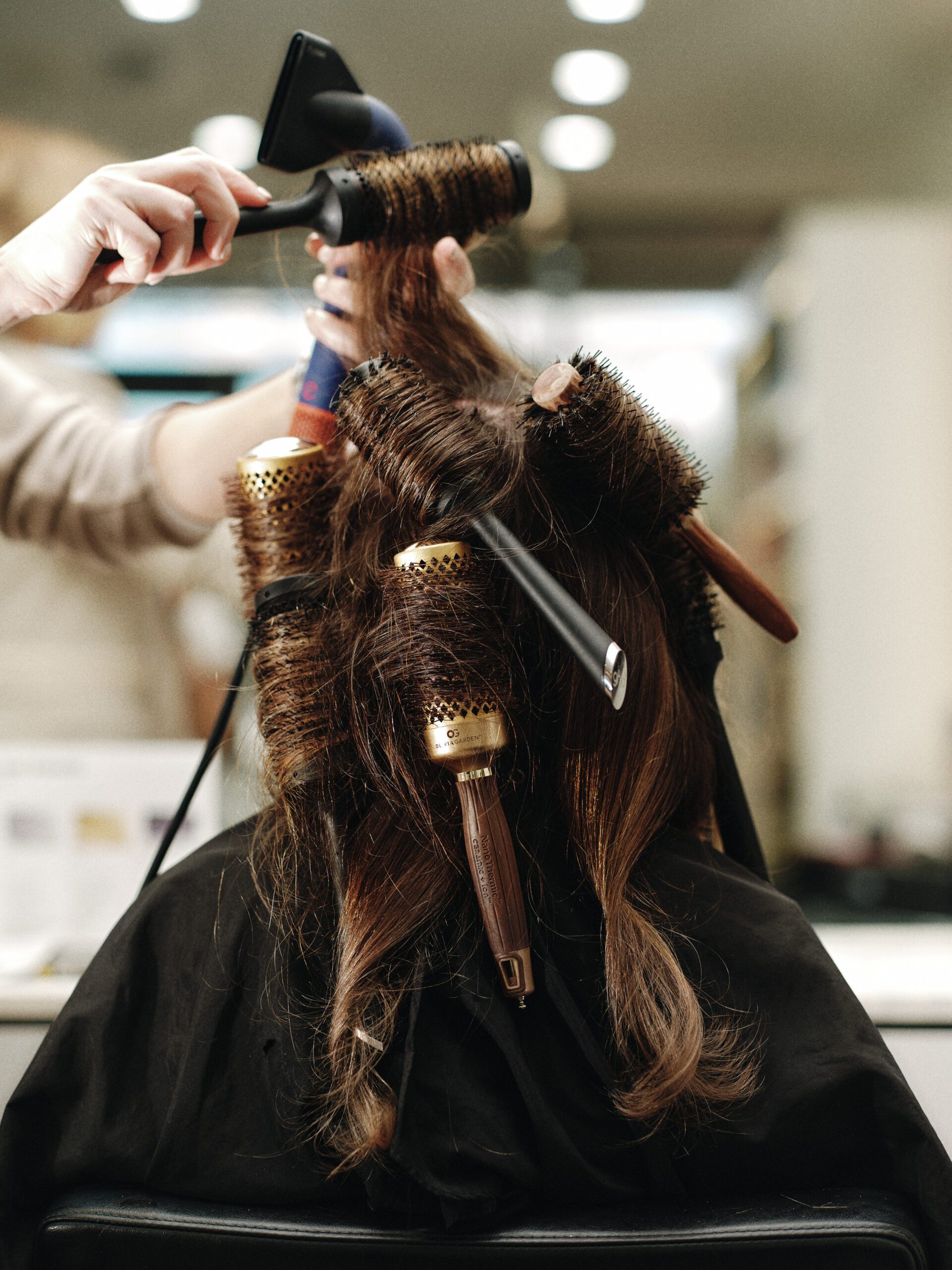 Epic Hair Designs brunette blow dry with round brushes